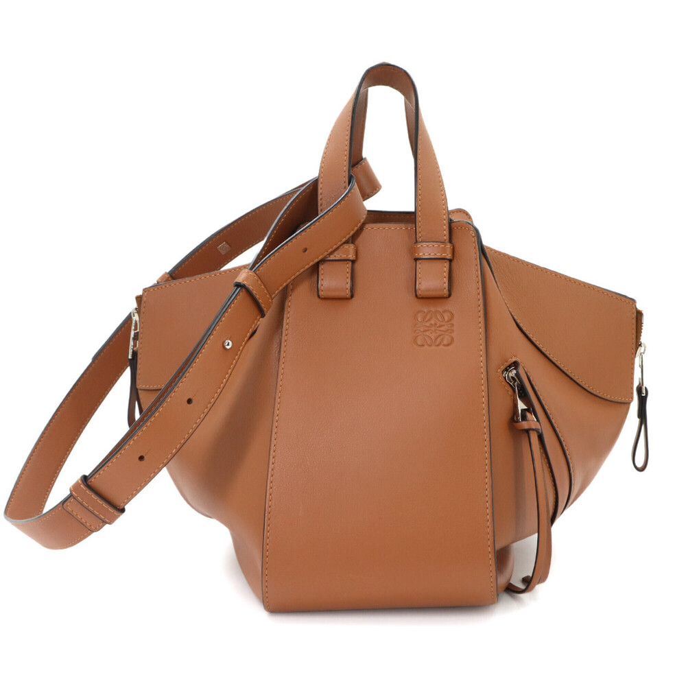 LOEWE Hammock Small 2-way Handbag Shoulder Bag Leather Brown Silver Hardware